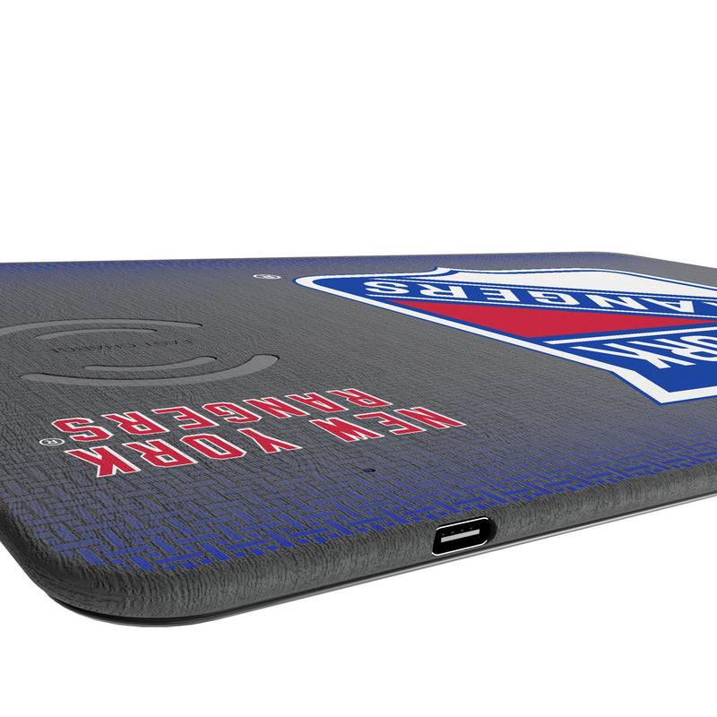New York Rangers Linen 15-Watt Wireless Charger and Mouse Pad Port.Jpg