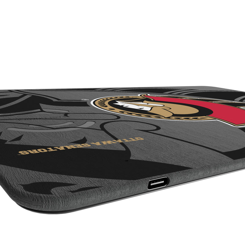 Ottawa Senators Monocolor Tilt 15-Watt Wireless Charger and Mouse Pad Port.Jpg