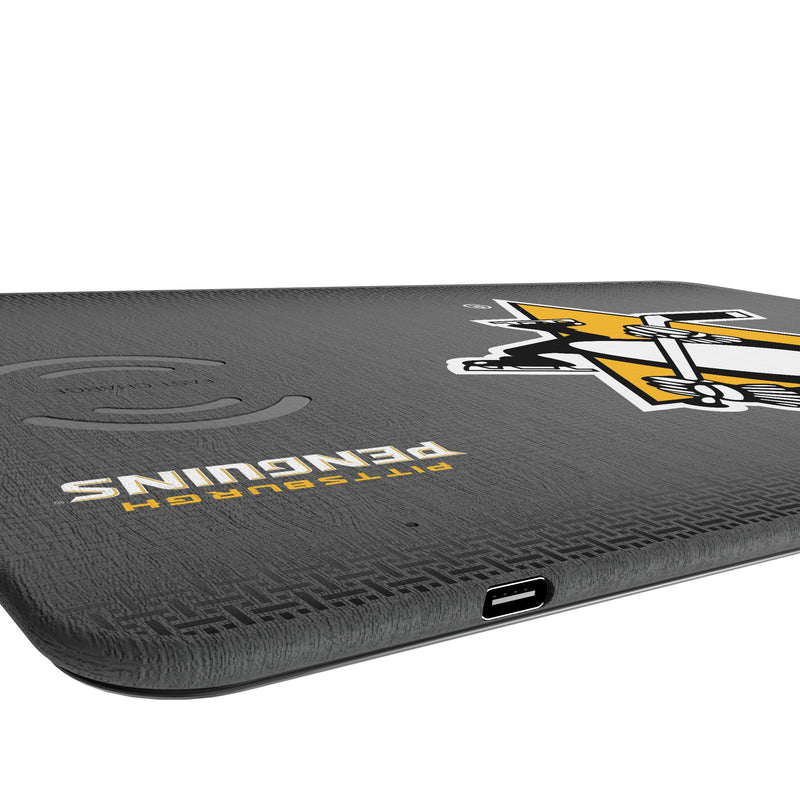 Pittsburgh Penguins Linen 15-Watt Wireless Charger and Mouse Pad Port.Jpg