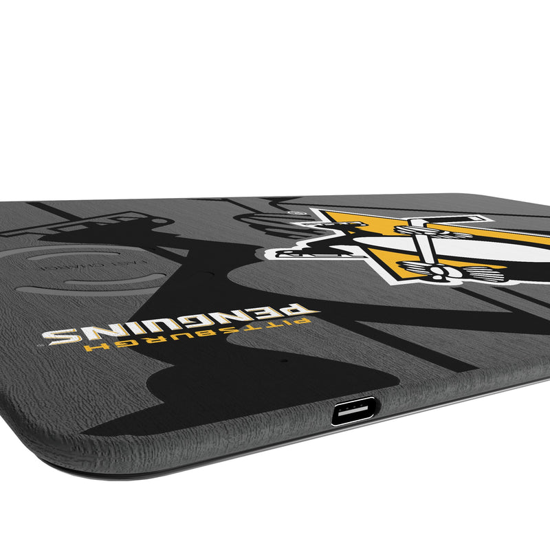 Pittsburgh Penguins Monocolor Tilt 15-Watt Wireless Charger and Mouse Pad Port.Jpg