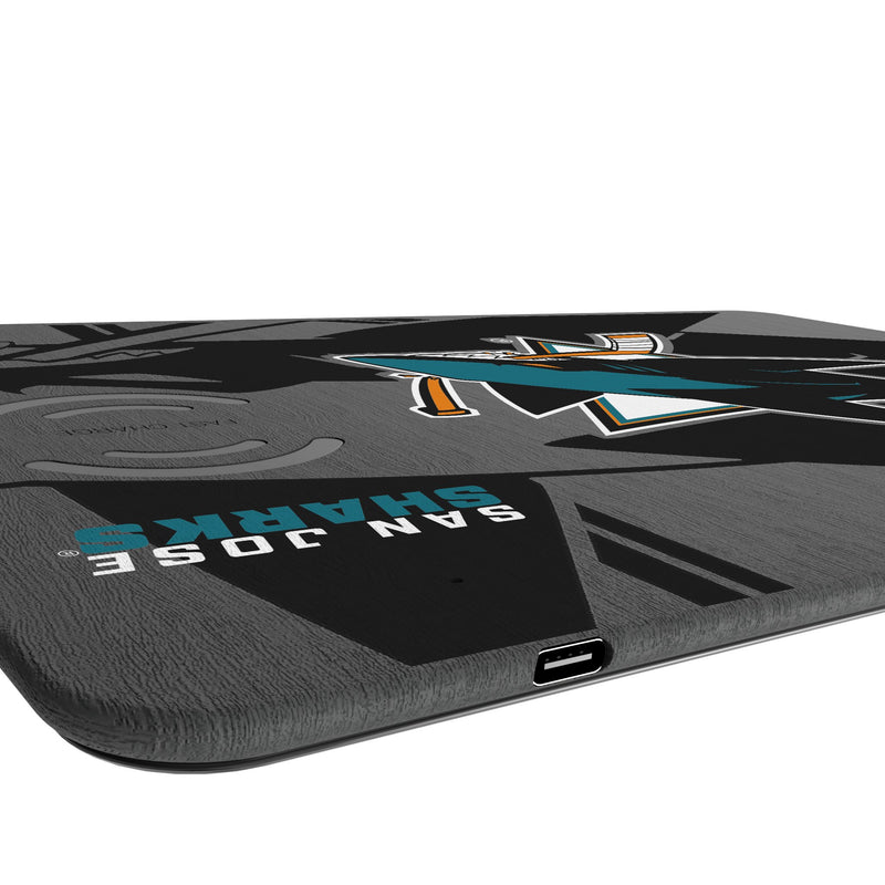San Jose Sharks Monocolor Tilt 15-Watt Wireless Charger and Mouse Pad Port.Jpg