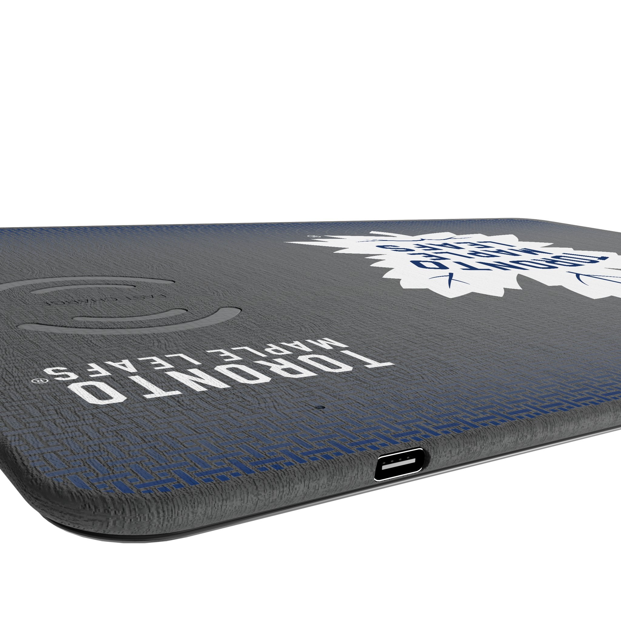 Toronto Maple Leafs Linen 15-Watt Wireless Charger and Mouse Pad Port.Jpg