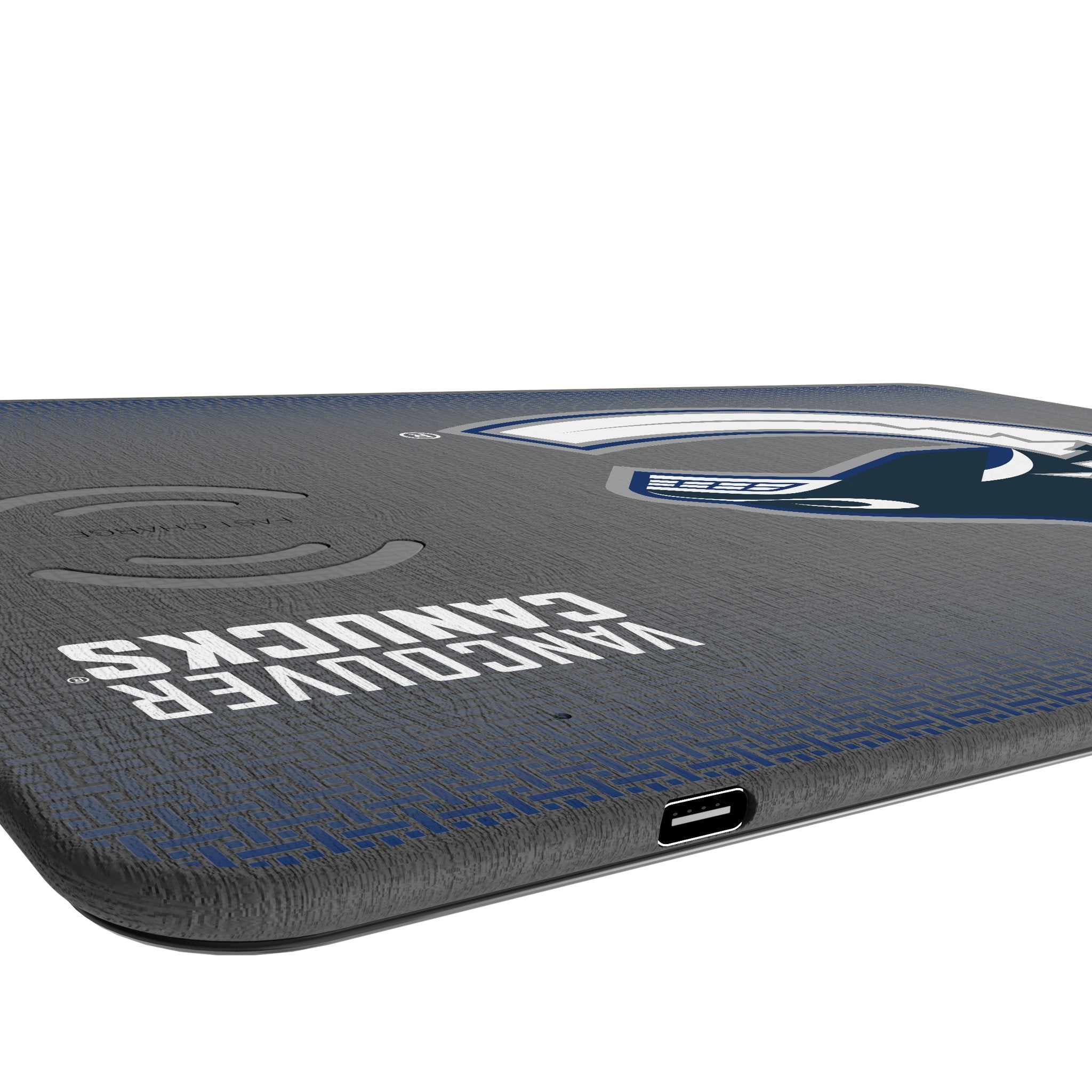 Vancouver Canucks Linen 15-Watt Wireless Charger and Mouse Pad Port.Jpg