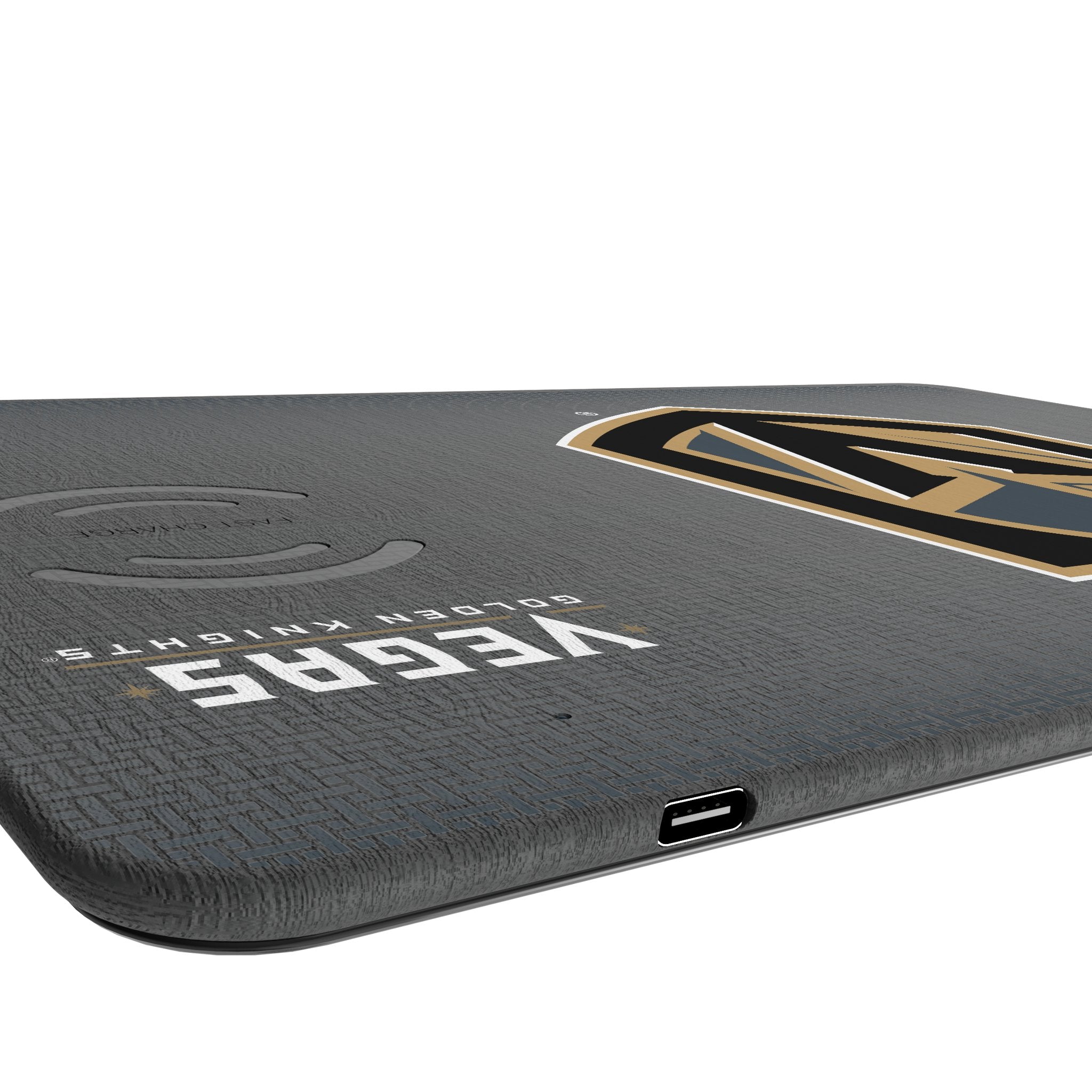 Vegas Golden Knights Linen 15-Watt Wireless Charger and Mouse Pad Port.Jpg