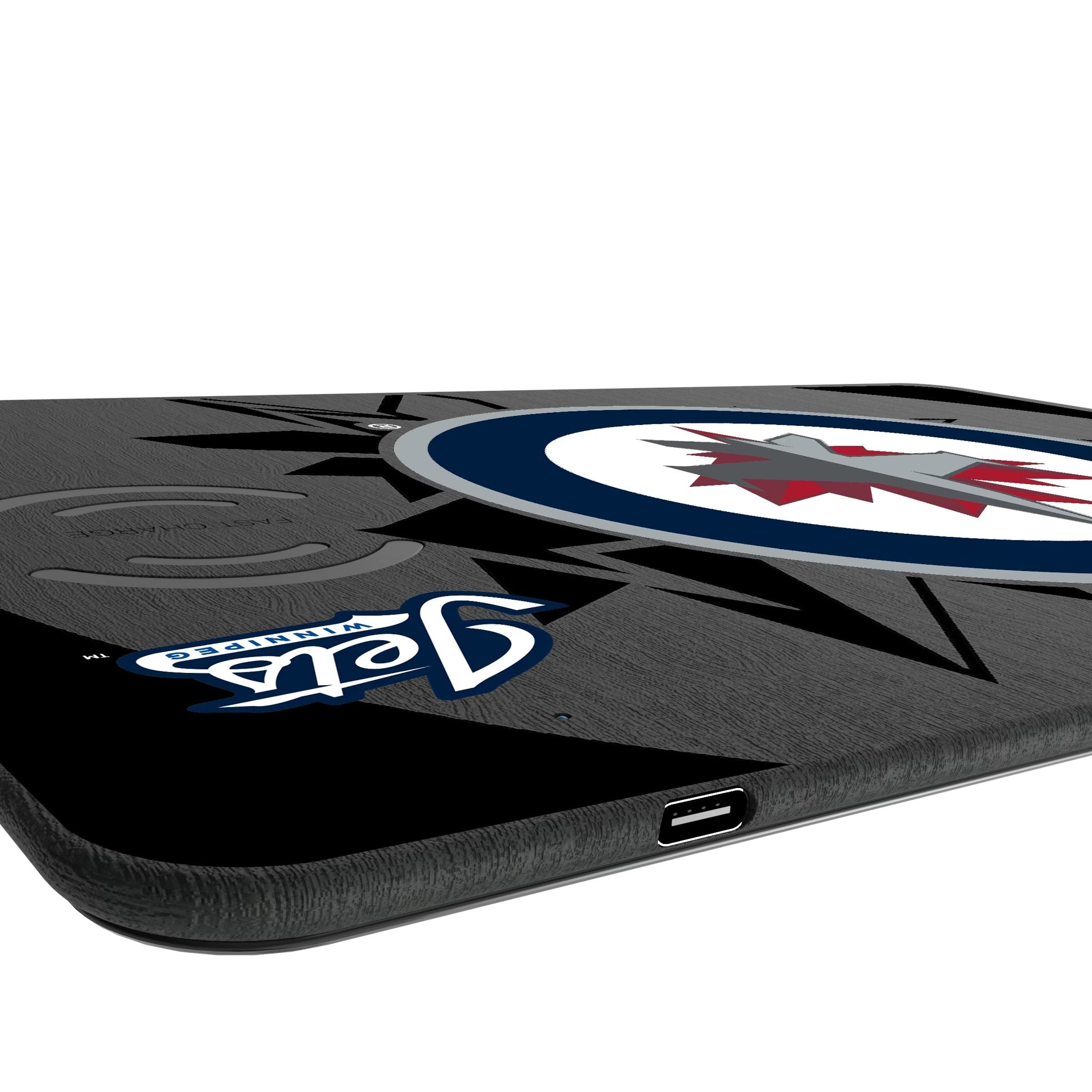 Winnipeg Jets Monocolor Tilt 15-Watt Wireless Charger and Mouse Pad Port.Jpg