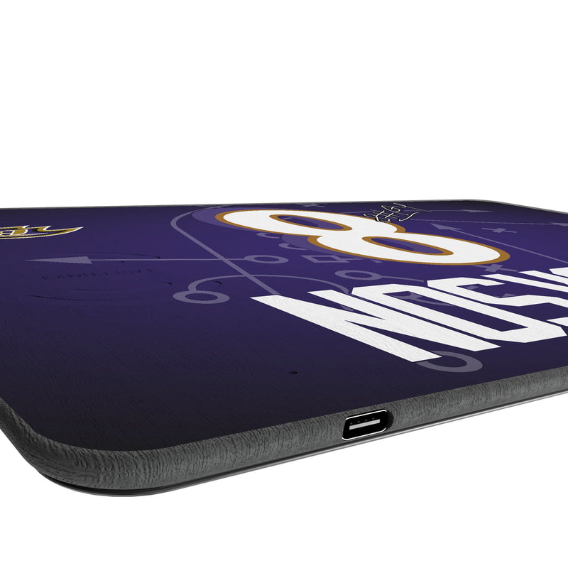 Lamar Jackson Baltimore Ravens 8 Game Tactic 15-Watt Wireless Charger and Mouse Pad Port.Jpg