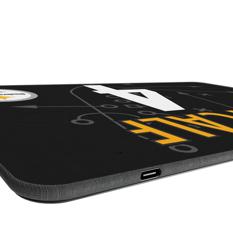DK Metcalf Pittsburgh Steelers 4 Game Tactic 15-Watt Wireless Charger and Mouse Pad Port.Jpg
