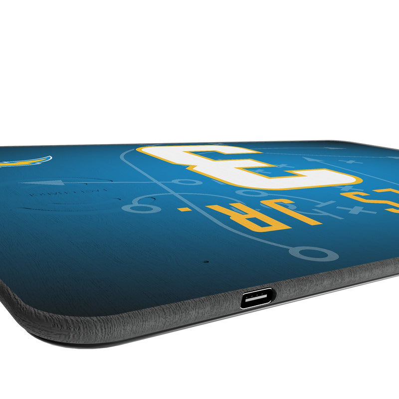 Derwin James Jr. Los Angeles Chargers 3 Game Tactic 15-Watt Wireless Charger and Mouse Pad Port.Jpg
