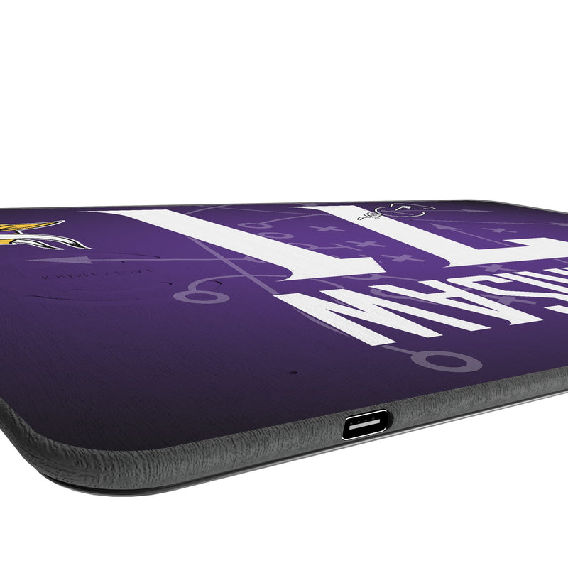 Christian Darrisaw Minnesota Vikings 71 Game Tactic 15-Watt Wireless Charger and Mouse Pad Port.Jpg