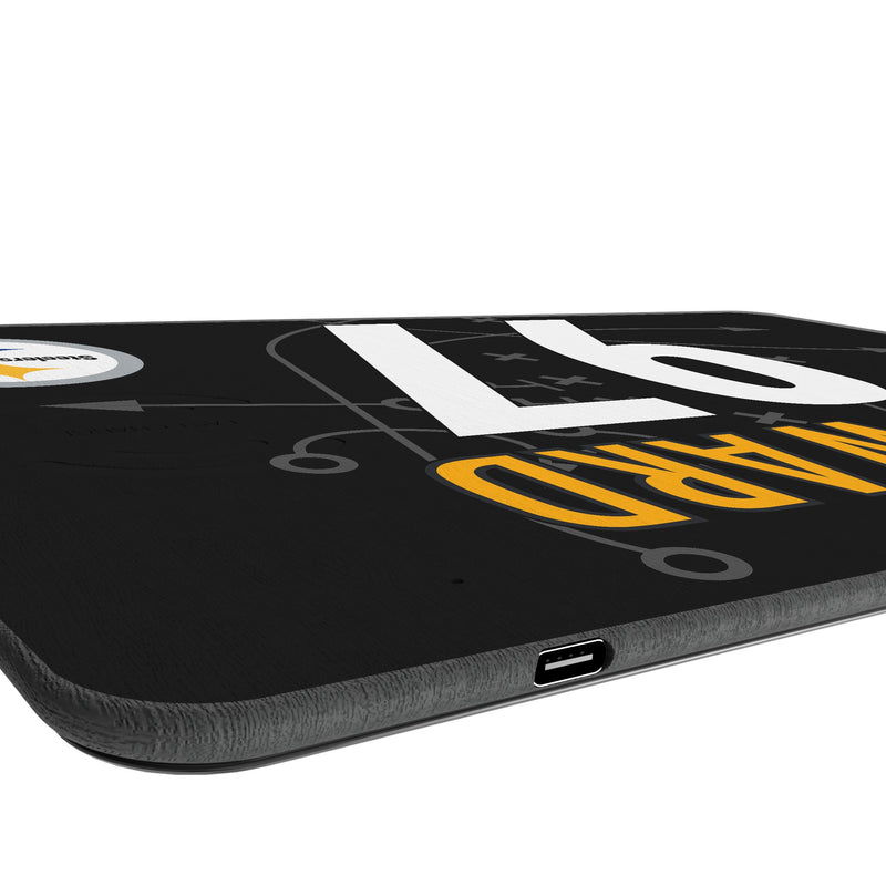 Cameron Heyward Pittsburgh Steelers 97 Game Tactic 15-Watt Wireless Charger and Mouse Pad Port.Jpg