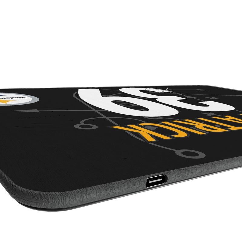 Minkah Fitzpatrick Pittsburgh Steelers 39 Game Tactic 15-Watt Wireless Charger and Mouse Pad Port.Jpg