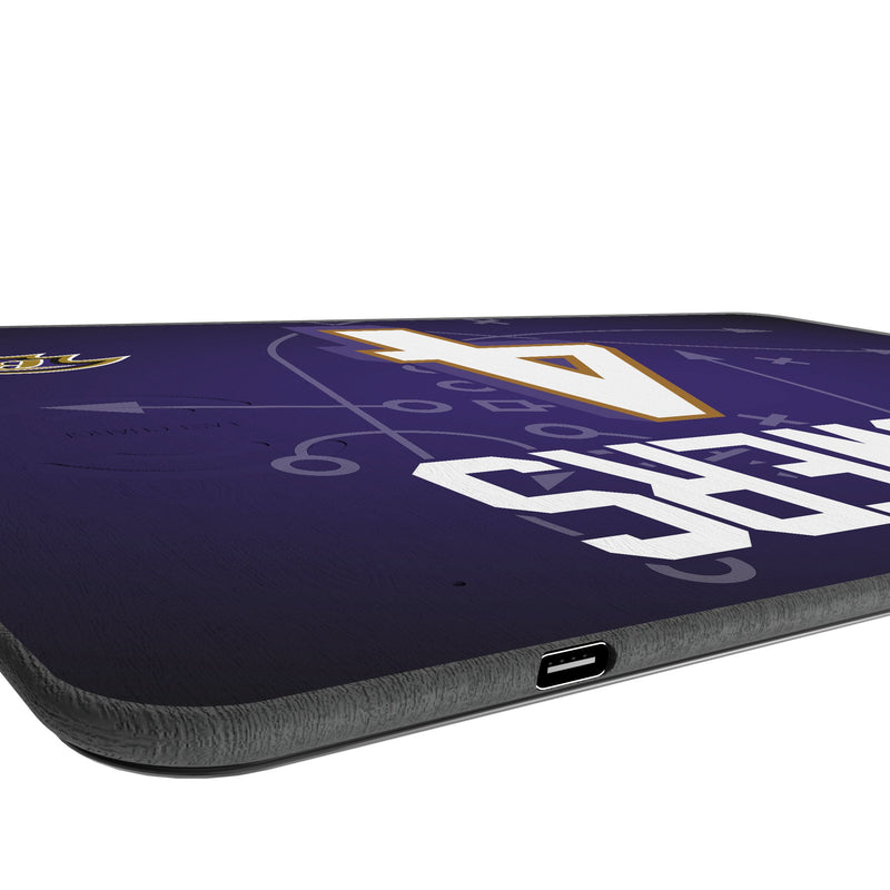 Zay Flowers Baltimore Ravens 4 Game Tactic 15-Watt Wireless Charger and Mouse Pad Port.Jpg