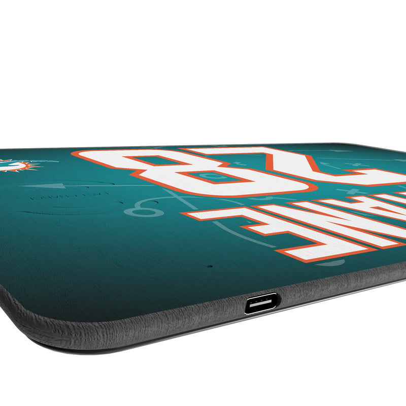 De'Von Achane Miami Dolphins 28 Game Tactic 15-Watt Wireless Charger and Mouse Pad Port.Jpg