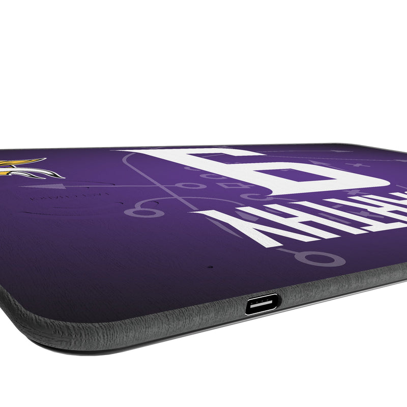 J.J. McCarthy Minnesota Vikings 9 Game Tactic 15-Watt Wireless Charger and Mouse Pad Port.Jpg