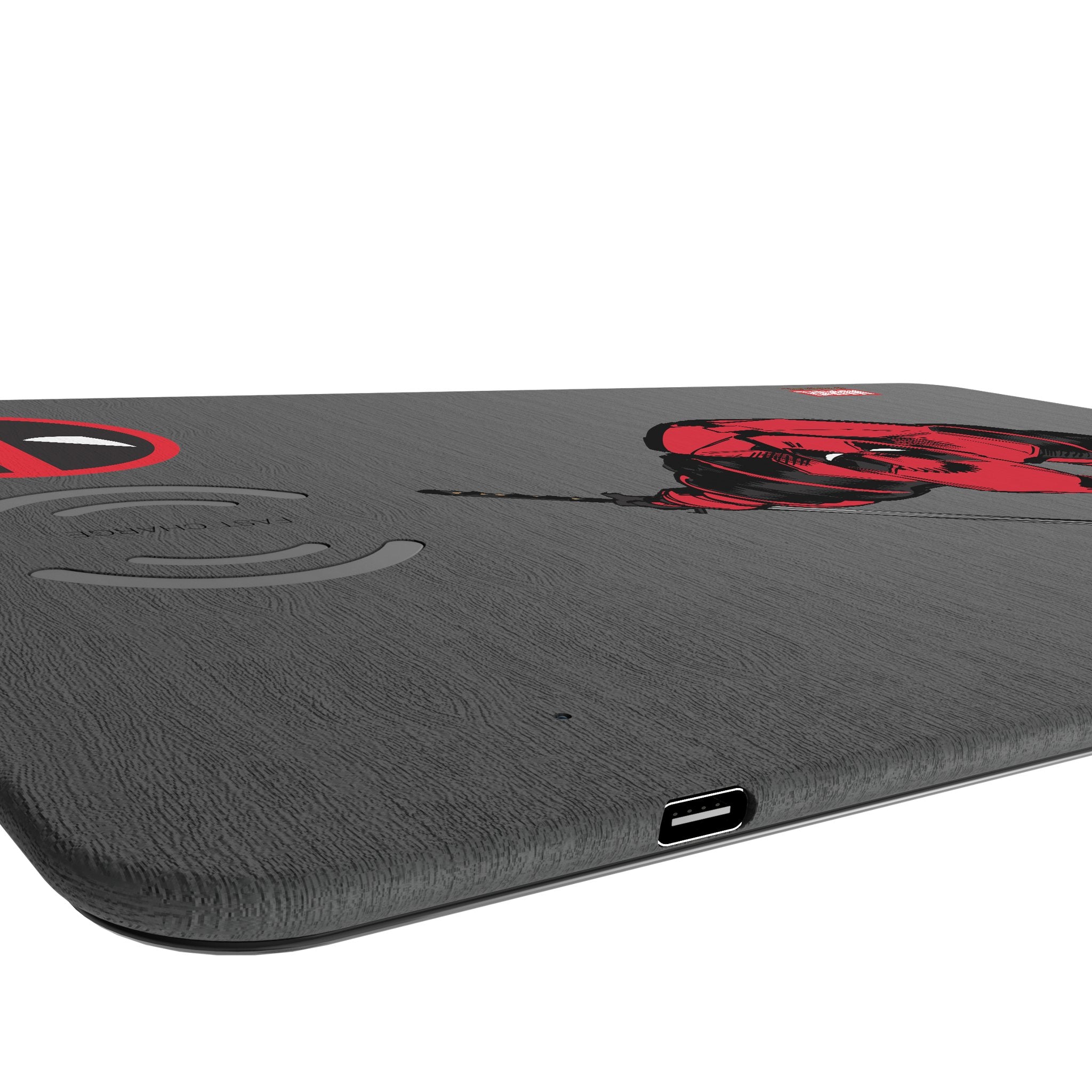 Marvel Deadpool Badge 15-Watt Wireless Charger and Mouse Pad Port.Jpg