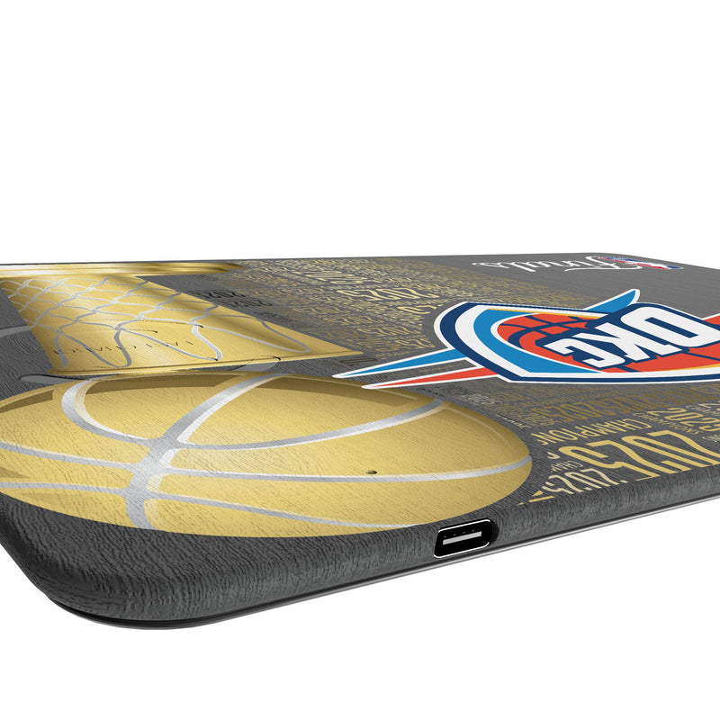 Oklahoma City Thunder 2025 NBA Champions 15-Watt Wireless Charger and Mouse Pad Port.Jpg