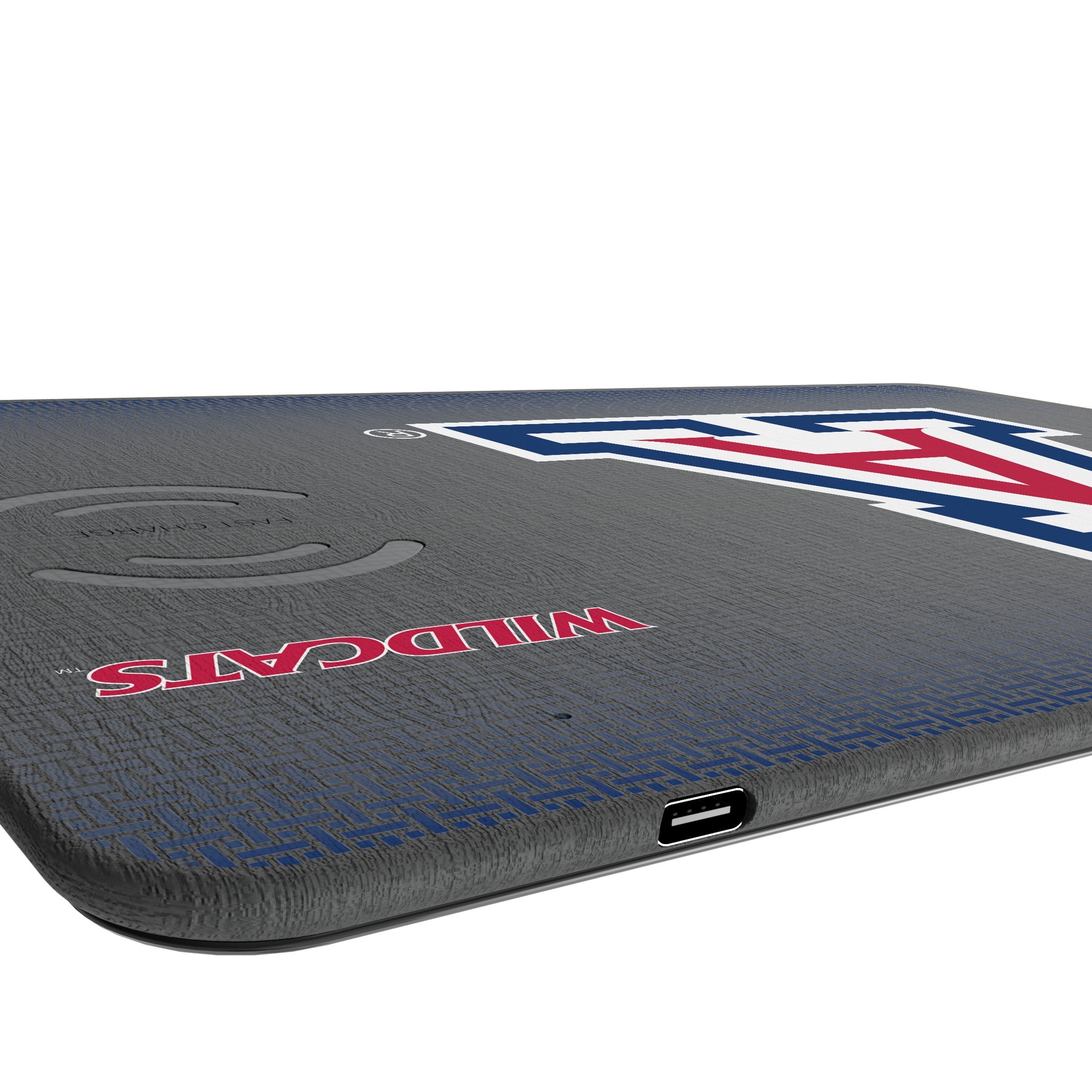 University of Arizona Wildcats Linen 15-Watt Wireless Charger and Mouse Pad Port.Jpg