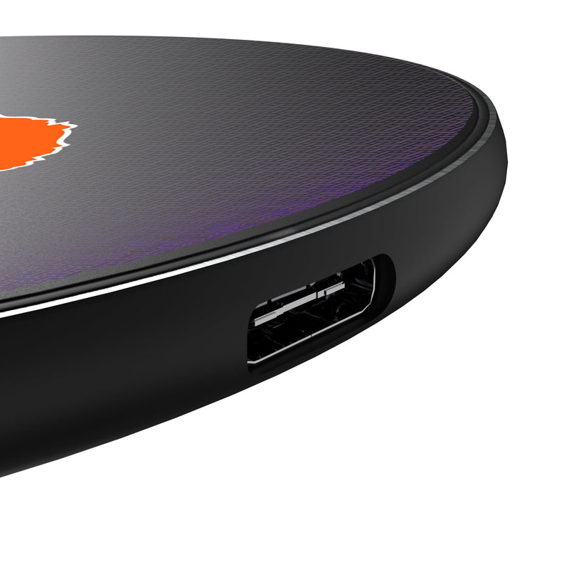 Clemson University Tigers Linen 15-Watt Wireless Charger Detail.Jpg