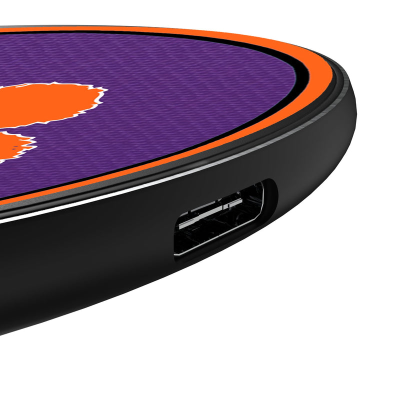 Clemson University Tigers Personalized Endzone Solid 15-Watt Wireless Charger Detail.Jpg