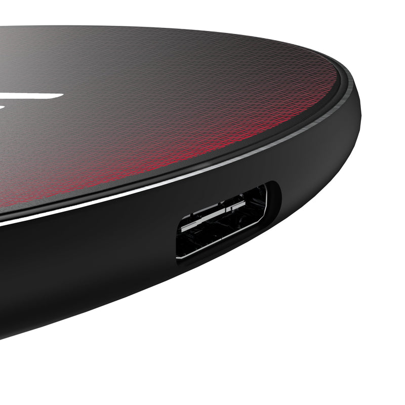 University of Nebraska Huskers Linen 15-Watt Wireless Charger Detail.Jpg