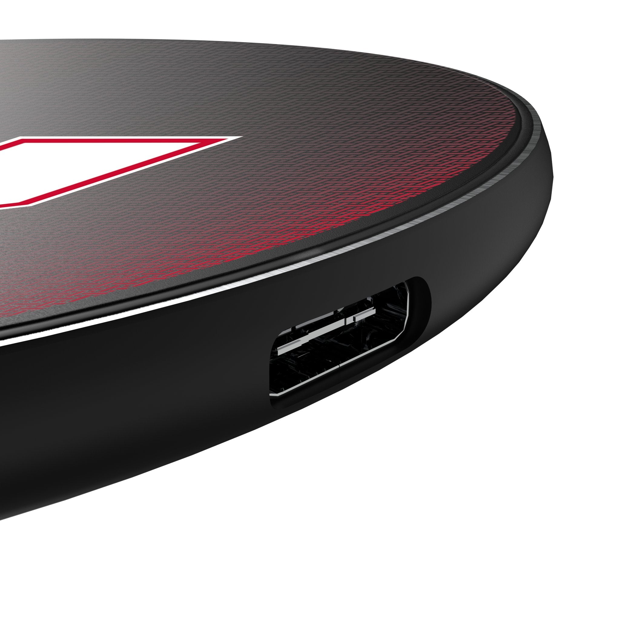 University of Nebraska Huskers Block N Linen 15-Watt Wireless Charger Detail.Jpg