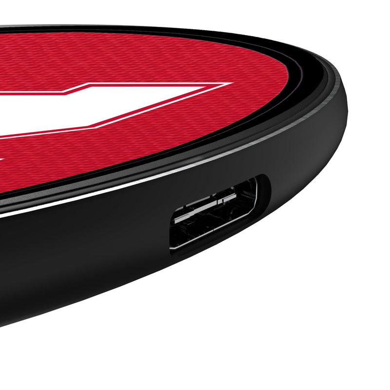 University of Nebraska Huskers Block N Personalized Endzone Solid 15-Watt Wireless Charger Detail.Jpg