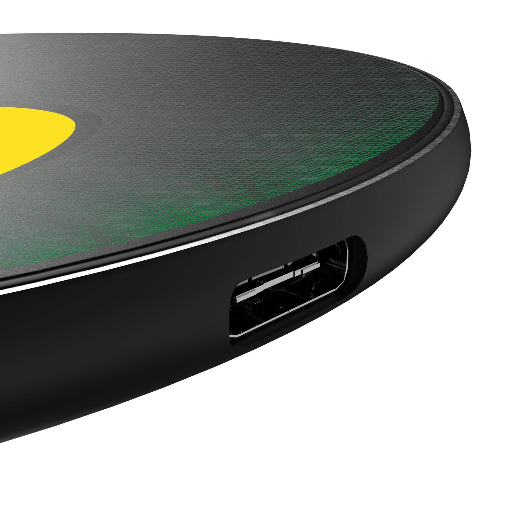 University of Oregon Ducks Linen 15-Watt Wireless Charger Detail.Jpg
