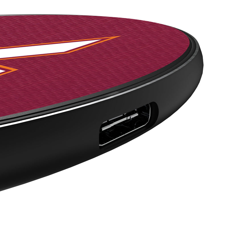 Virginia Tech Hokies Personalized Endzone Solid 15-Watt Wireless Charger Detail.Jpg