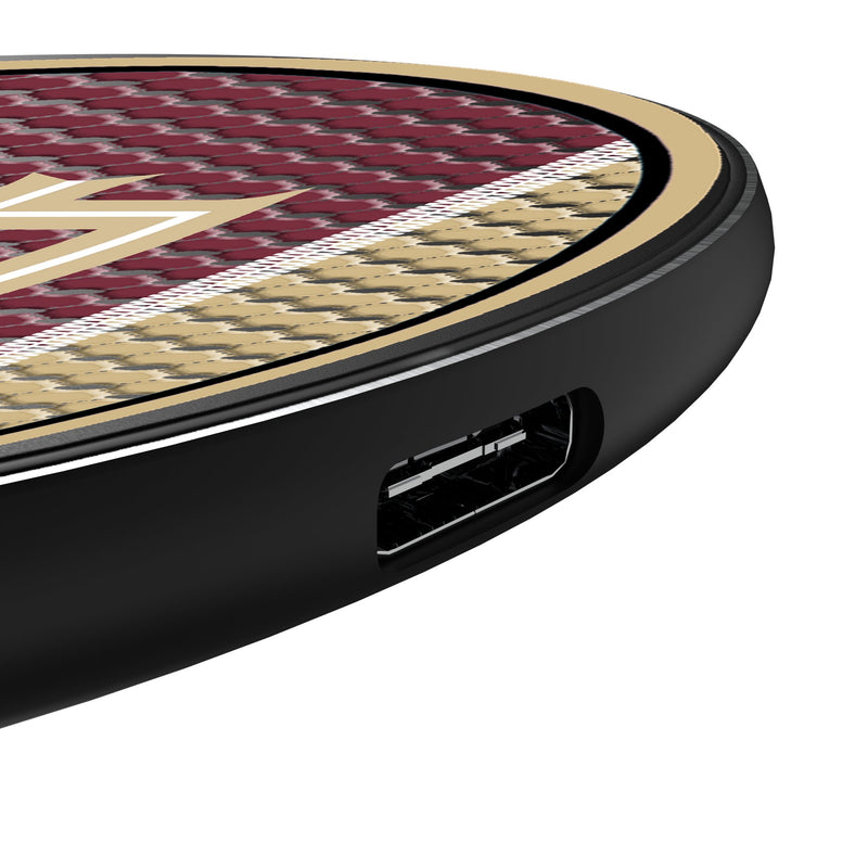 Florida State University Seminoles Athletic Wordmark Mesh 15-Watt Wireless Charger Detail.Jpg