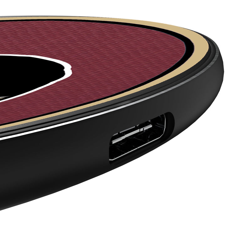 Florida State University Seminoles Personalized Endzone Solid 15-Watt Wireless Charger Detail.Jpg