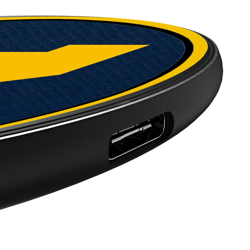 University of Michigan Wolverines Personalized Endzone Solid 15-Watt Wireless Charger Detail.Jpg