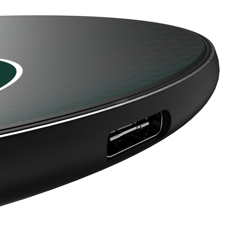 Michigan State University Spartans Linen 15-Watt Wireless Charger Detail.Jpg