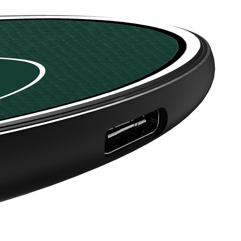 Michigan State University Spartans Personalized Endzone Solid 15-Watt Wireless Charger Detail.Jpg