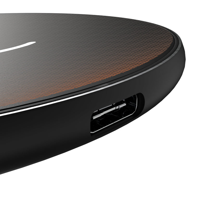 University of Texas Longhorns Linen 15-Watt Wireless Charger Detail.Jpg
