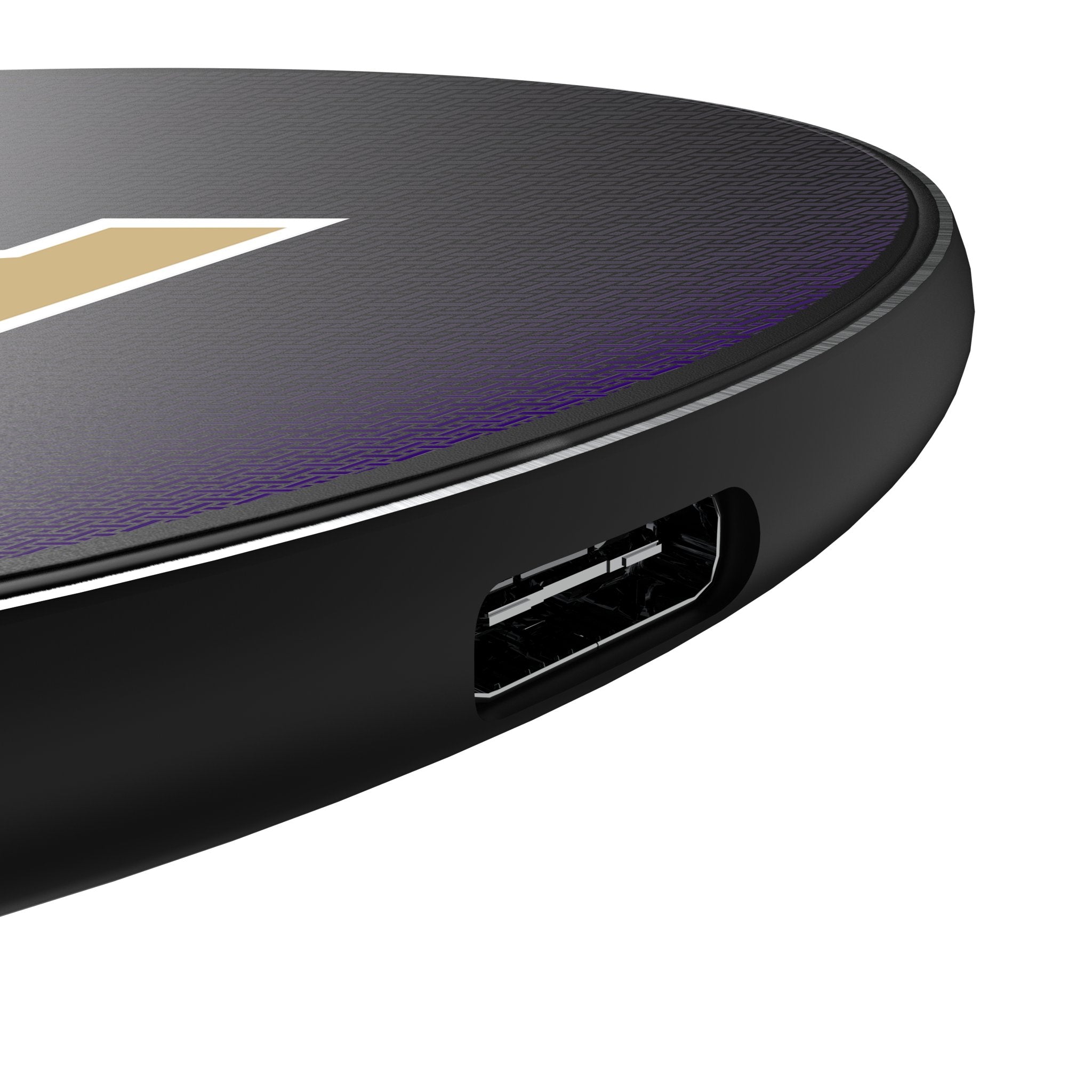 University of Washington Huskies Linen 15-Watt Wireless Charger Detail.Jpg