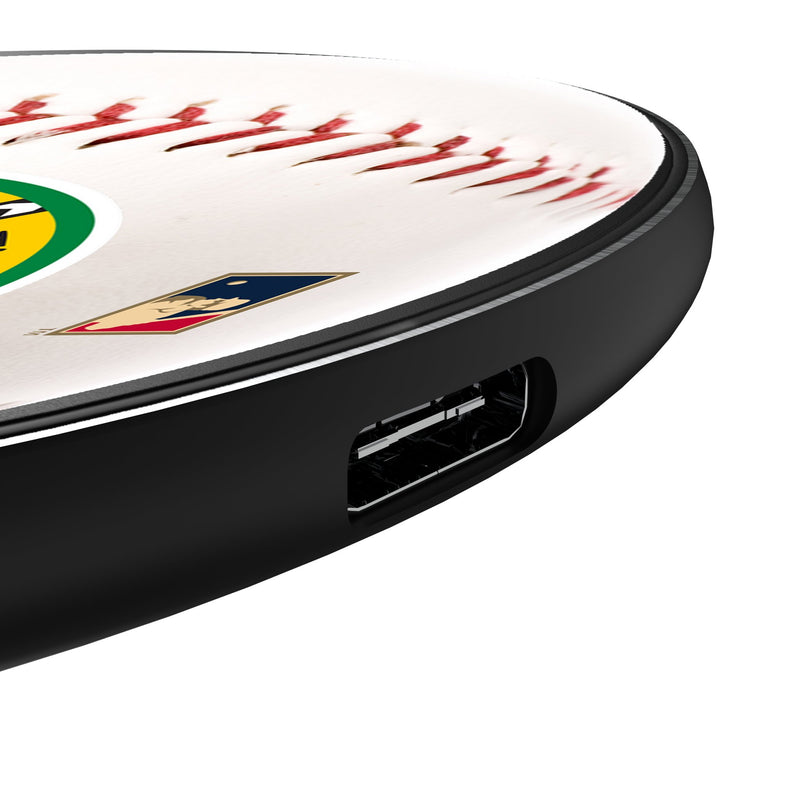 Oakland As 1971-1981 - Cooperstown Collection Baseball 15-Watt Wireless Charger Detail.Jpg
