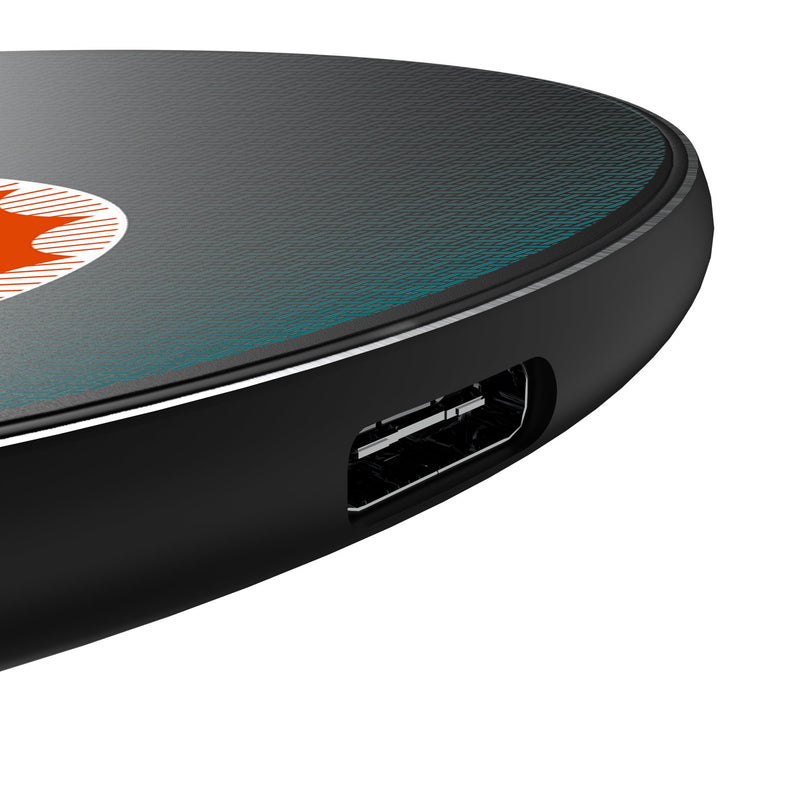 Miami Dolphins 1966-1973 Historic Collection Linen 15-Watt Wireless Charger Detail.Jpg