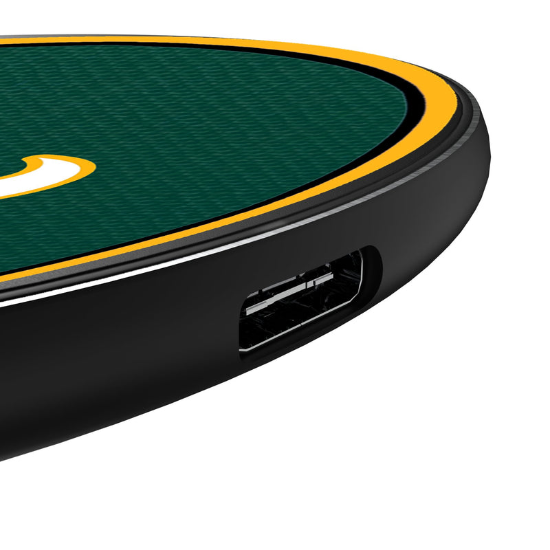 Oakland Athletics Personalized Endzone Solid 15-Watt Wireless Charger Detail.Jpg