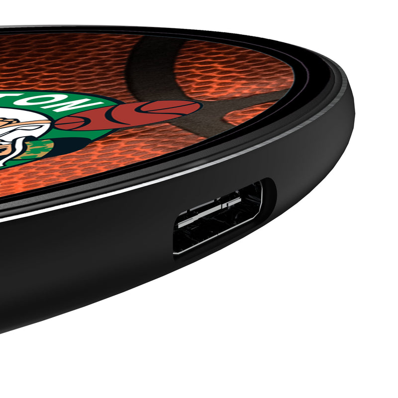 Boston Celtics Basketball 15-Watt Wireless Charger Detail.Jpg