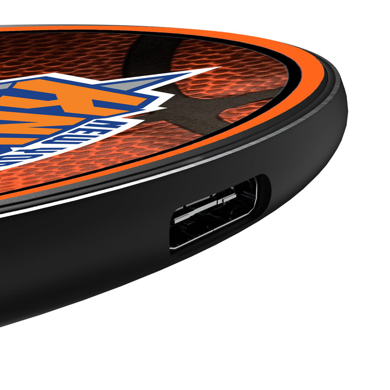 New York Knicks Basketball 15-Watt Wireless Charger Detail.Jpg
