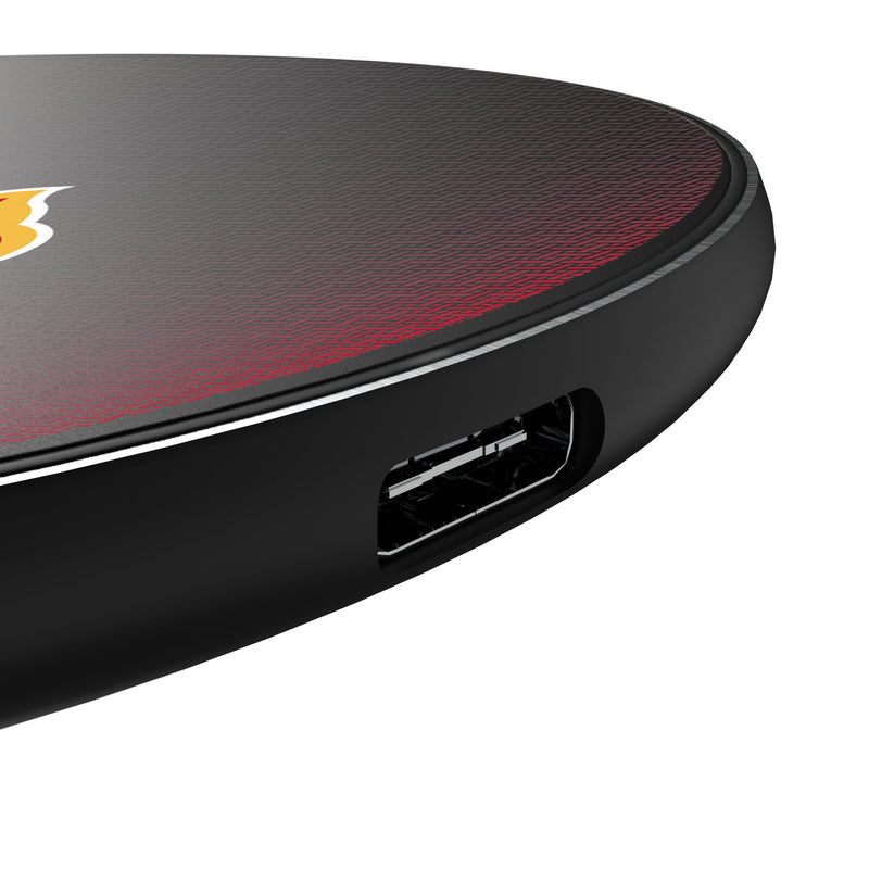 Calgary Flames Linen 15-Watt Wireless Charger Detail.Jpg