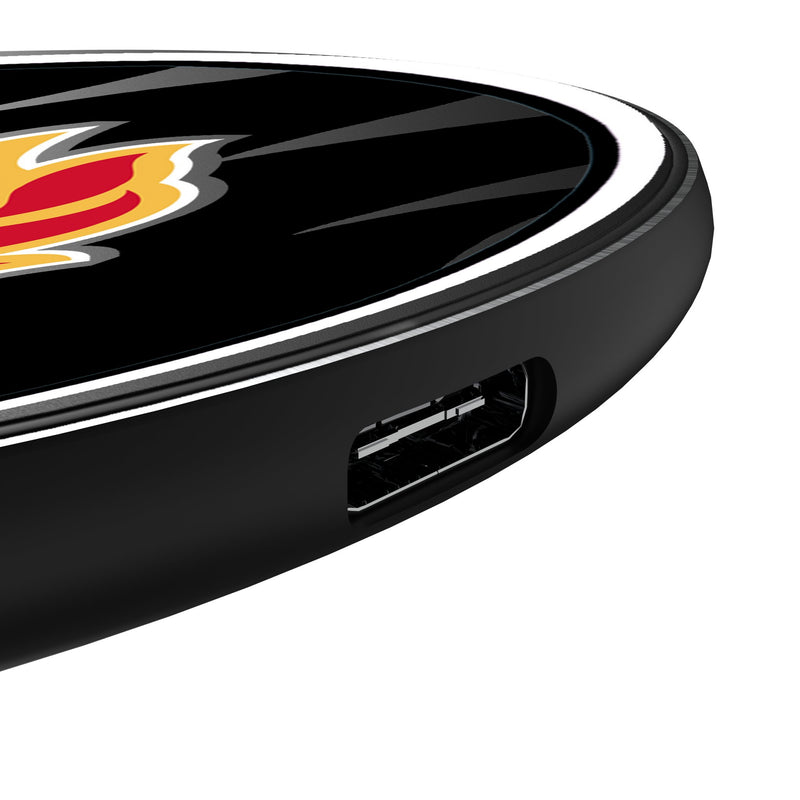 Calgary Flames Monocolor Tilt 15-Watt Wireless Charger Detail.Jpg