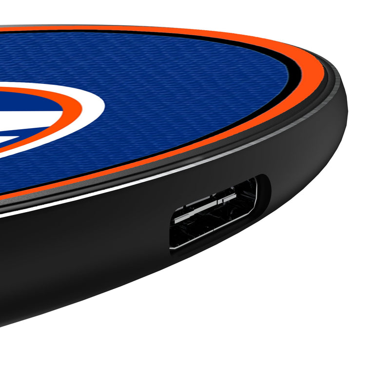 New York Islanders Personalized Endzone Solid 15-Watt Wireless Charger Detail.Jpg
