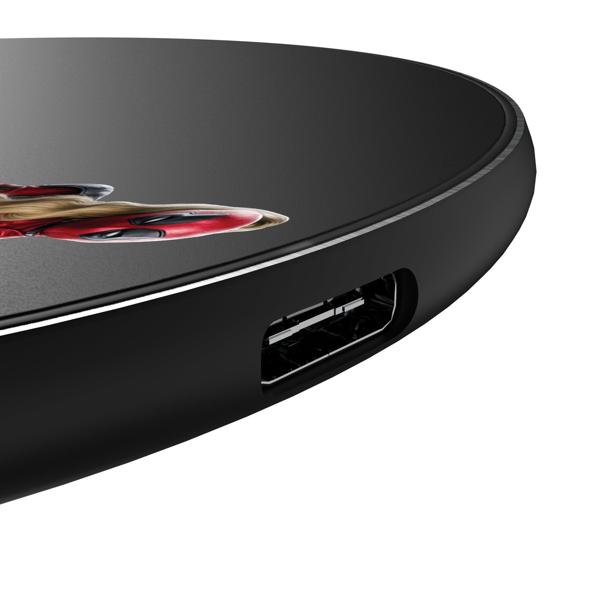 Marvel Ladypool Badge 15-Watt Wireless Charger Detail.Jpg