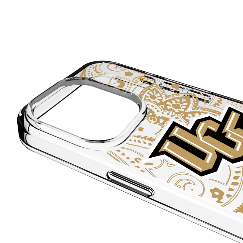 University of Central Florida Golden Knights Paisley iPhone Clear Phone Case for Apple iPhone Detail.Jpg
