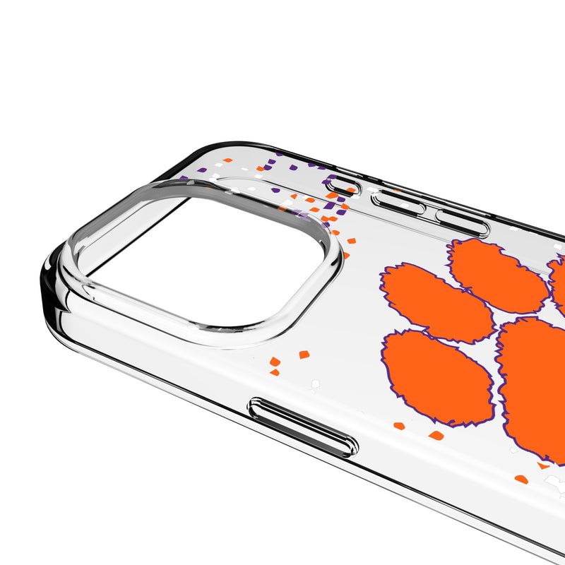Clemson University Tigers Confetti iPhone Clear Phone Case for Apple iPhone Detail.Jpg