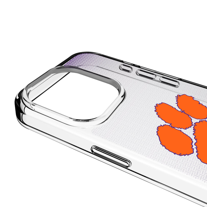 Clemson University Tigers Linen iPhone Clear Phone Case for Apple iPhone Detail.Jpg