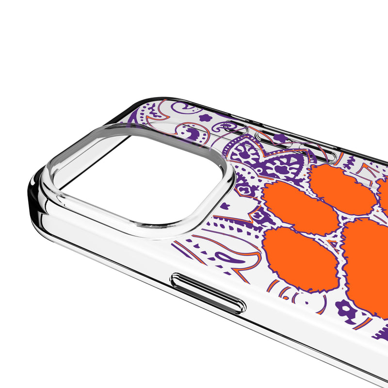 Clemson University Tigers Paisley iPhone Clear Phone Case for Apple iPhone Detail.Jpg