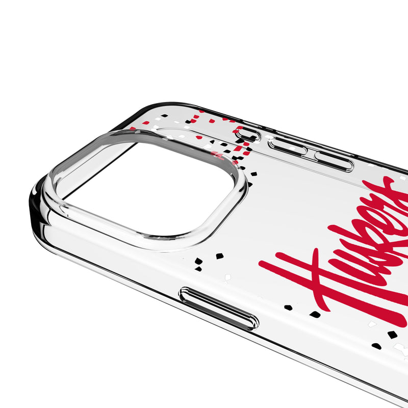 University of Nebraska Huskers Confetti iPhone Clear Phone Case for Apple iPhone Detail.Jpg