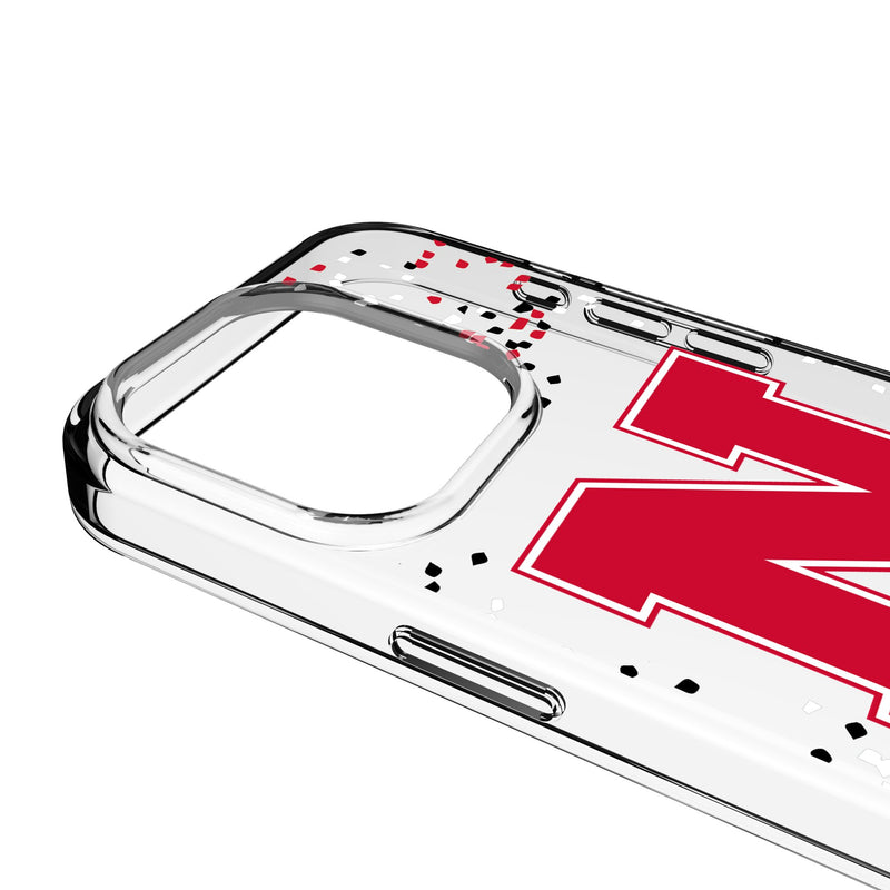 University of Nebraska Huskers Block N Confetti iPhone Clear Phone Case for Apple iPhone Detail.Jpg